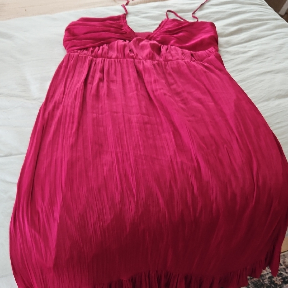 Anthropologie Strapless Dress in Rich Red